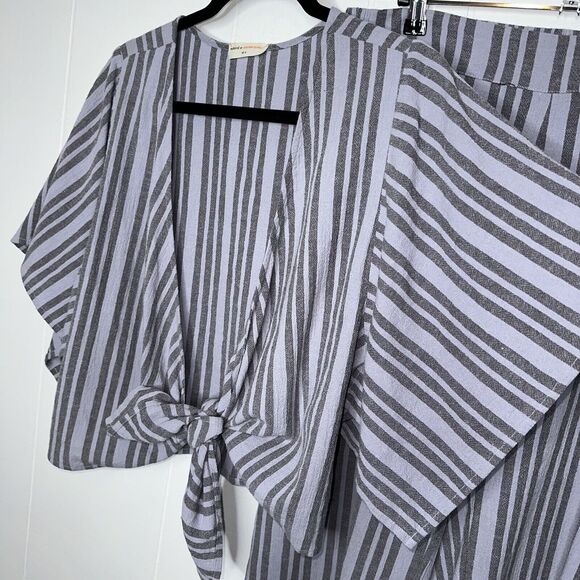 Natural By Known Supply Women’s 2 Piece Set Organic Cotton Striped Blue Size S/L - Picture 3 of 7